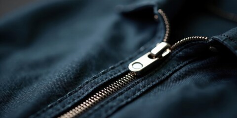 Leinwandbilder - Close-up Detail of a Dark Denim Jacket Zipper