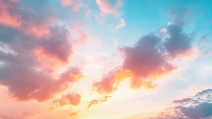 Wall Mural - the sky is painted with vibrant orange and pink clouds as the sun sets, creating a breathtaking view