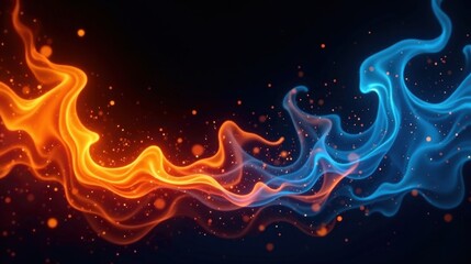 Aufkleber - Abstract fiery and icy swirls of energy meeting in the night