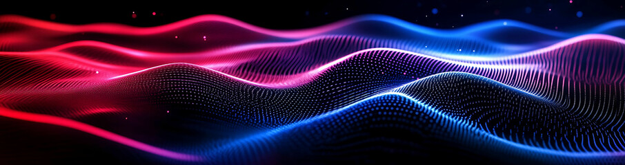 abstract digital network technology waves background with neon lines