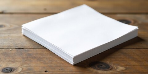 Aufkleber - Stack of Blank Paper Sheets on Wooden Surface
