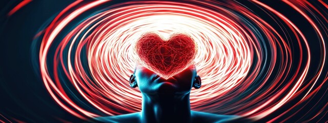 Wall Mural - a person with a heart in their mouth