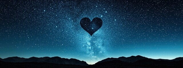 Wall Mural - a heart is in the middle of a starry sky