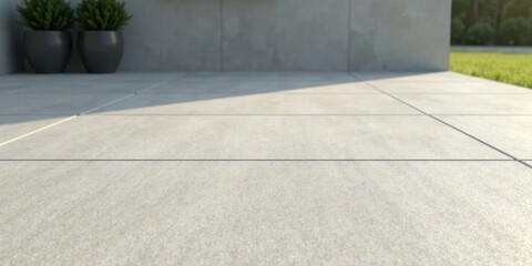 Leinwandbilder - Modern Light Grey Patio Tiles Near a Wall