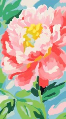 Poster - Colorful peony painting art backgrounds.