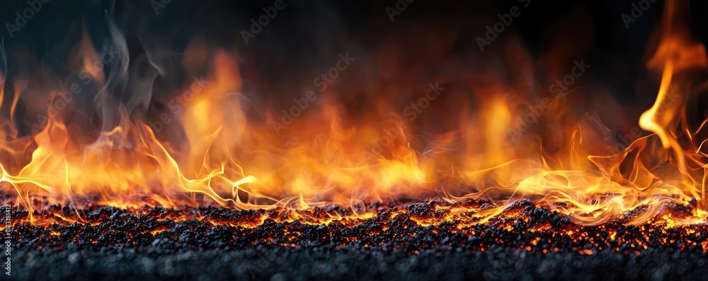 Fire abstract background concept. Vivid flames flicker and dance ...