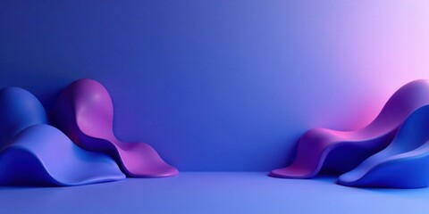 Poster - Abstract Purple and Blue Organic Forms on a Gradient Background