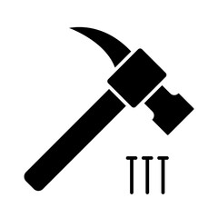 Sticker - Hammer and nail icon in glyph style