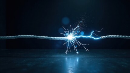 Poster - Electric Arc Striking a Twisted Rope in Darkness