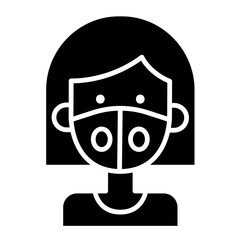 Wall Mural - Woman wear disposal mask icon in glyph style