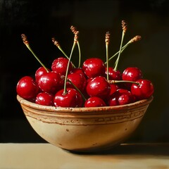 Canvas Print - A Bowl of Cherries: A Still Life Painting