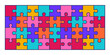© Ramosh Artworks - colorful jigsaw puzzle pieces connection line pattern. Puzzle pieces icon or pictogram. Cartoon vector outline. Autism logo or symbol. puzzle grid. Teamwork concept. Mosaic sign. Game print