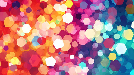 Colorful abstract background with bokeh effect created by vibrant hexagonal shapes