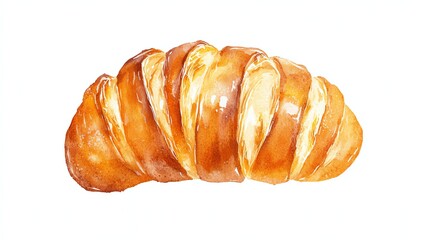 A golden-brown croissant, showcasing its flaky layers and inviting texture, perfect for breakfast or a pastry treat.