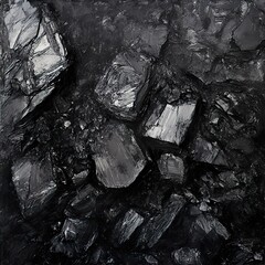 Canvas Print - Abstract Coal: Dark, Textured Black Rock Composition