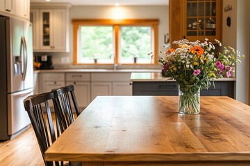 Wall Mural - Kitchen Table With Wildflower Bouquet Centerpiece