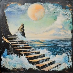 Poster - Surreal Seascape: Stone Steps into the Ocean