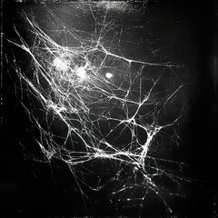 Sticker - intricate spiderweb: a black and white macro photograph