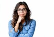 © Riz - Young Woman Wearing Glasses Contemplating Thoughtfully