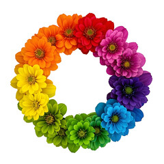 Wall Mural -  Rainbow Flower Wreath A Circular