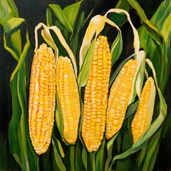 Canvas Print - Golden Corn: A Vibrant Harvest Painting