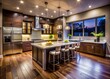 © Danicha - Modern Kitchen Night Photography: Spacious Island, Sleek Design, Warm Lighting