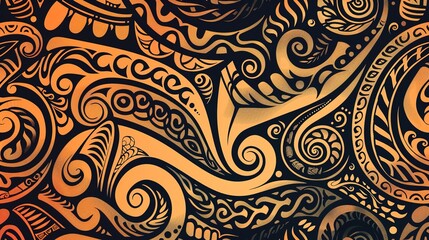 Wall Mural - maori tattoo seamless pattern wallpaper