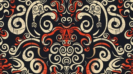 Wall Mural - maori tattoo seamless pattern wallpaper