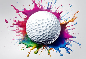 Wall Mural - colorful tournament sport white illustration golf ball splash vertical background art poster colourful game design card symbol match competition dynamic