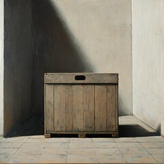 Wall Mural - Wooden Crate in a Room: A Still Life Composition