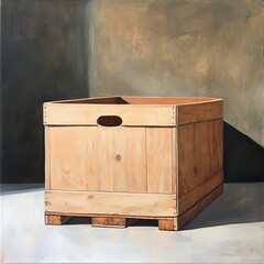 Wall Mural - Wooden Crate Still Life: A Study in Light and Shadow