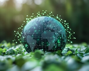 Aufkleber - Globe in green nature with Environment icon for ESG