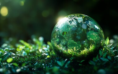 Aufkleber - Green globe with environmental icon for ESG