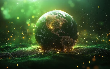 Aufkleber - Green globe with environmental icon for ESG