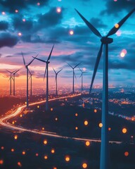 Fototapete - Visualize a futuristic business network powered by sustainable energy, with highefficiency cloud storage and cuttingedge environmental technologies
