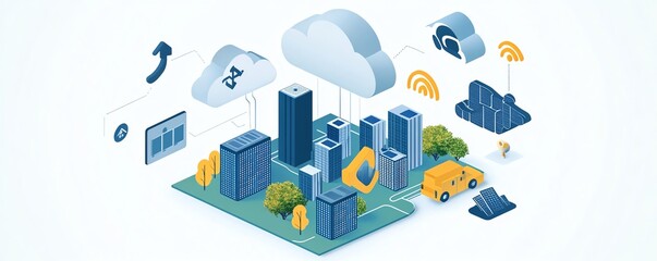 Aufkleber - Visualize a techforward business concept with global cloud computing, ecoconscious data centers, and resilient backup mechanisms