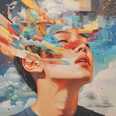 Surreal Mind Dreamscape: Abstract Portrait in Vibrant Colors