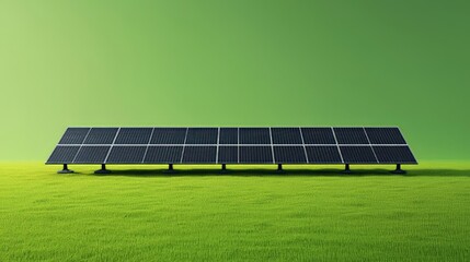 Solar Panel Array in Green Field: Renewable Energy and Sustainability