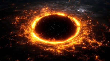 Wall Mural - fiery ring around a dark void in space.