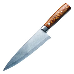 high-quality chef knife with a wooden handle cut out