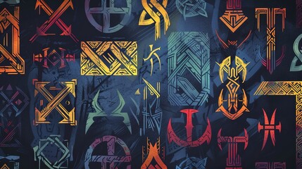 Wall Mural - nordic runes seamless pattern wallpaper