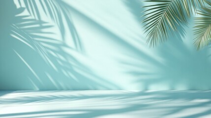 Palm shadows on pastel background, summer product display