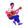 © creativestall - A flat illustration of happy guitar performer