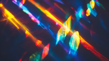 colorful prismatic light leaks with rainbow bokeh