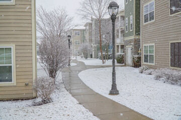 Wall Mural - apartment community residential area after snow storm