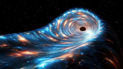 Wall Mural - Cosmic wormhole, swirling nebula, blue and orange energy, black hole.