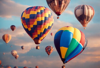 colorful hot air sky balloon blue colourful flight flying fly colours fun transportation basket adve