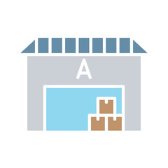 Warehouse icon in flat color style