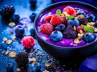 Wall Mural - Vibrant Berry Smoothie Bowl with Fresh Berries, Granola, and Chia Seeds