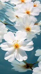 Canvas Print - Spring flower floating nature reflection outdoors.